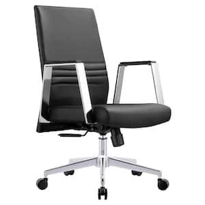 Aleen Mid-Century Modern Leather Office Chair with Adjustable Height, Tilt and Swivel (Black)