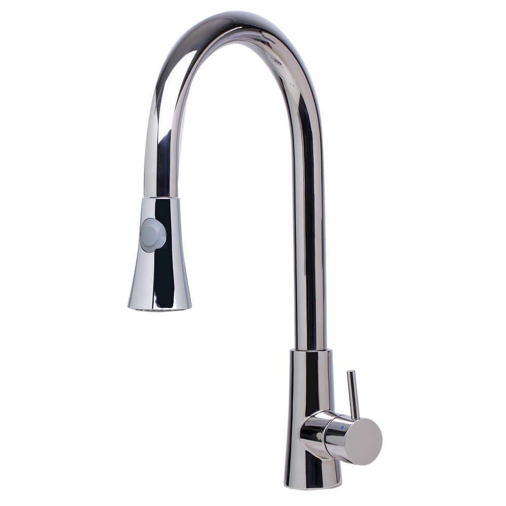 Polished Stainless Steel Pull-Down Kitchen Faucet with Spray