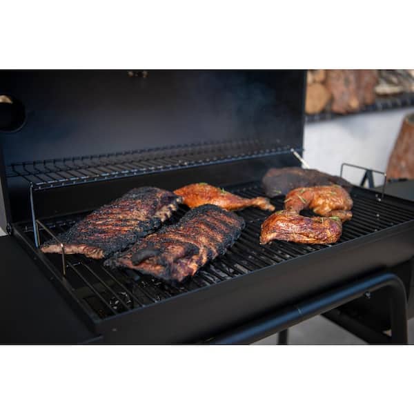 29 in. Barrel Offset Charcoal Smoker and Grill in Black