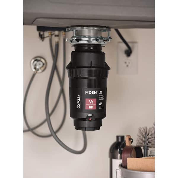 MOEN Lite Series 1/3 HP Continuous Feed Garbage Disposal with Power Cord and Universal Mount MOEN Lite Series 1/3 HP Continuous Feed Garbage Disposal with Power Cord and Universal Mount