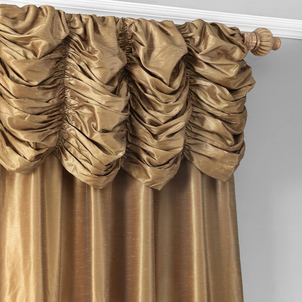 Flax Gold 84" Faux Silk Room-Darkening Curtains