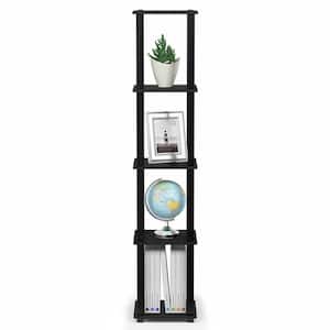 57.7 in. Tall Beech/White Wood 5-Shelf Corner Etagere Bookcase with Open Storage