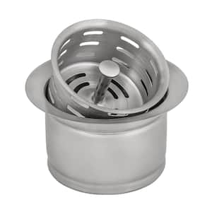 Extended Garbage Disposal Flange with Deep Basket Strainer for Kitchen Sinks in Stainless Steel