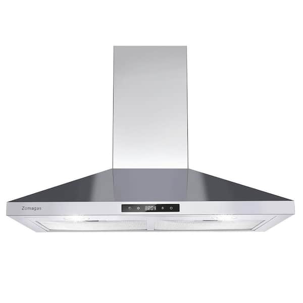 Elexnux 30 in. Range Hood Wall Mounted Ducted 600 CFM Touch Panel Kitchen Stainless Steel Vented with Light