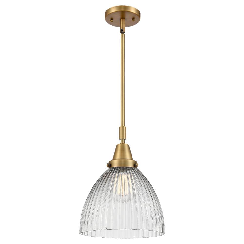 Seneca Falls 100-Watt 1-Light Brushed Brass Standard Mini Pendant Light with Clear Glass Shade, No Bulbs Included price history on PriceWatchPro