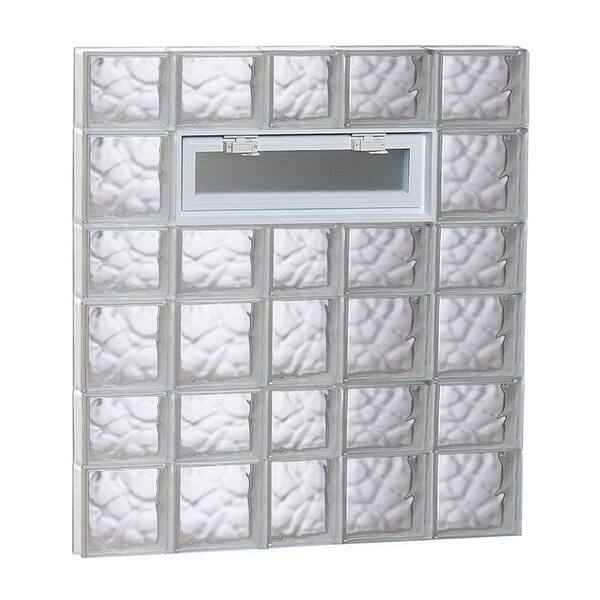 Clearly Secure 36.75 in. x 40.5 in. x 3.125 in. Frameless Wave Pattern Vented Glass Block Window