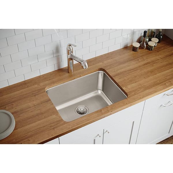 Lustertone 24 in. Undermount Single Bowl 18-Gauge Stainless Steel Kitchen Sink Only
