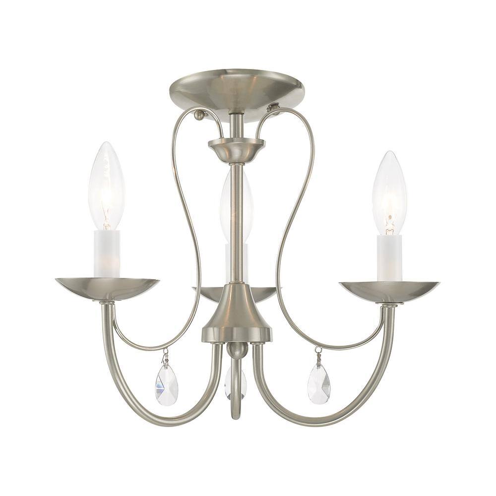 Mirabella Brushed Nickel 3-Light Crystal Chandelier