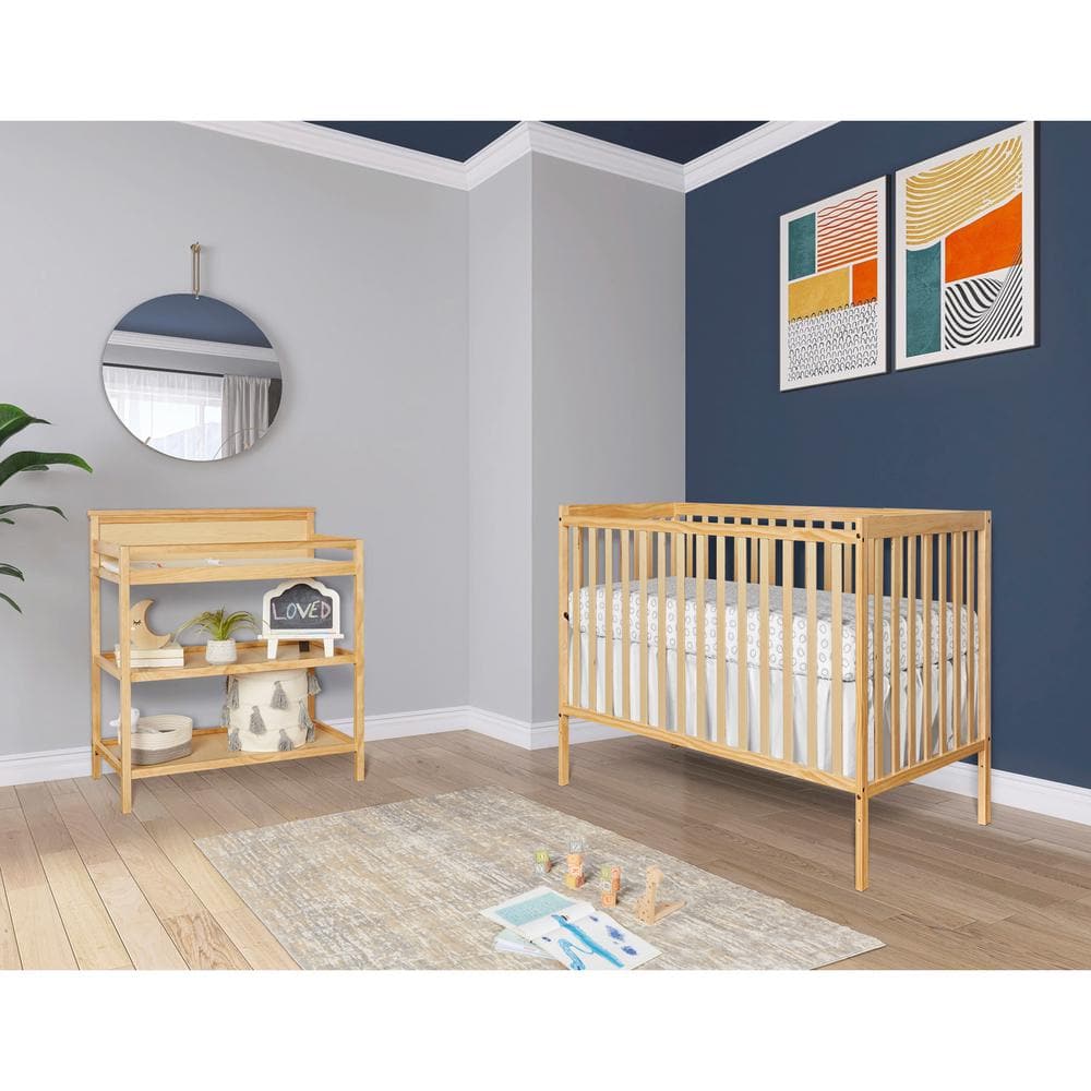 Natural Pinewood 5-in-1 Convertible Crib with Adjustable Mattress Support