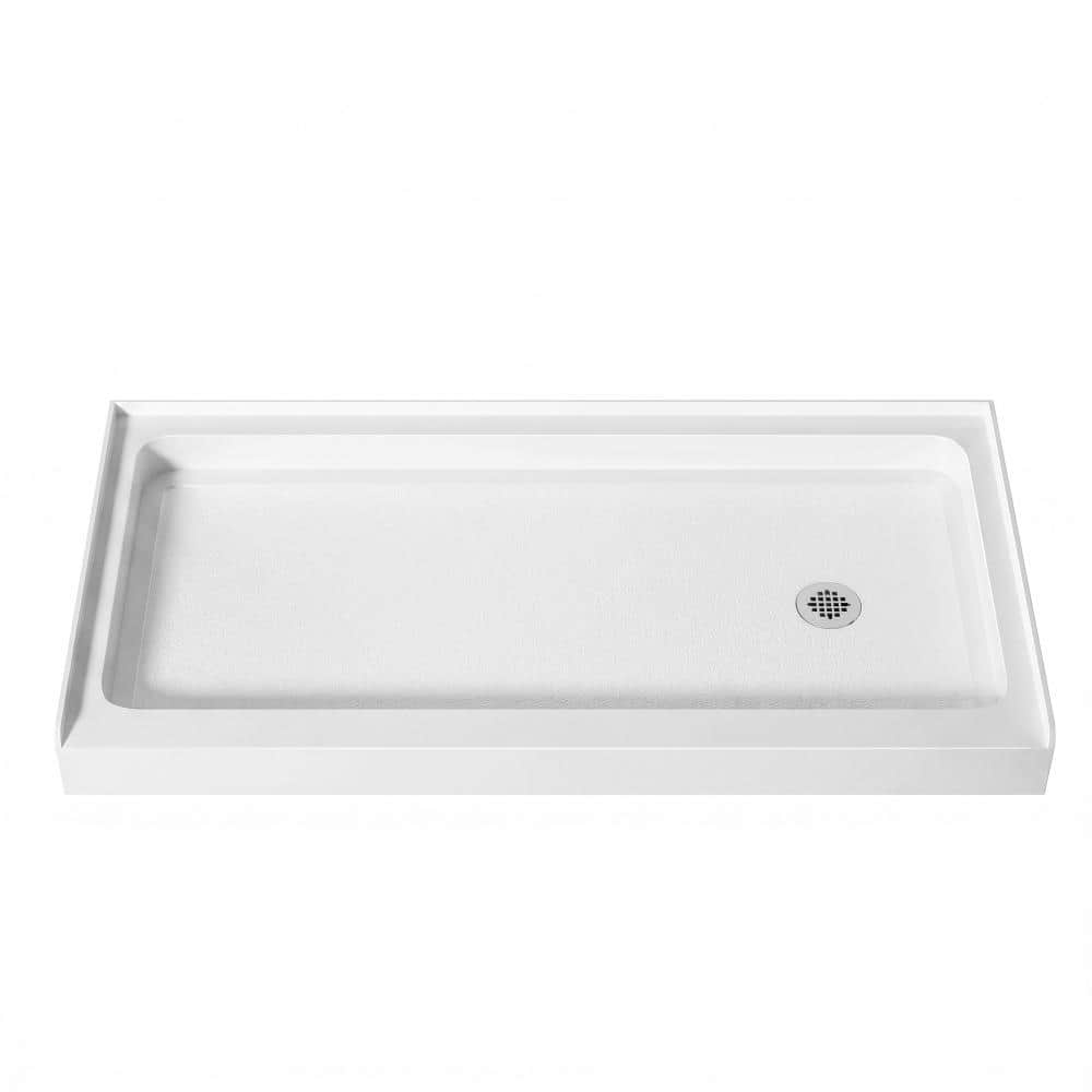 60 in. D x 30 in. W Acrylic Shower Base Pan White Right Drain Single Threshold Non-Slip Surface price history on PriceWatchPro