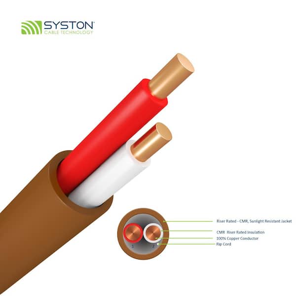 20 ft. EZ-PULL Premium 18/2 Brown Solid Copper CL3R (Riser) Thermostat Wire