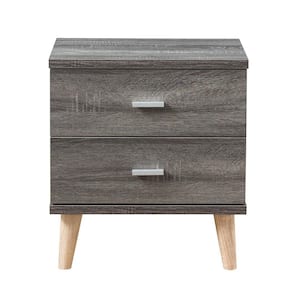 Kitzner 2-Drawer Dark Gray Nightstand (22 in. H x 20 in. W x 15.5 in. D)