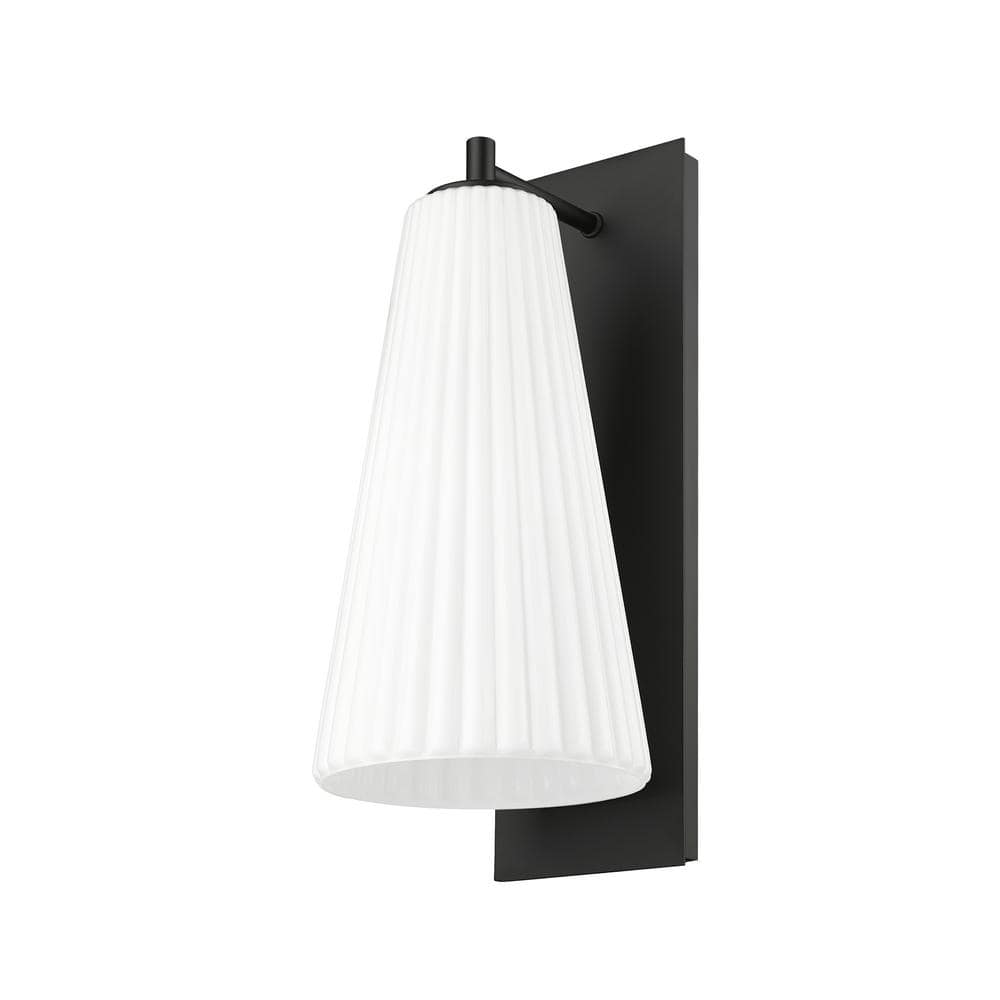 Matte Black Fluted Glass Dimmable Wall Sconce