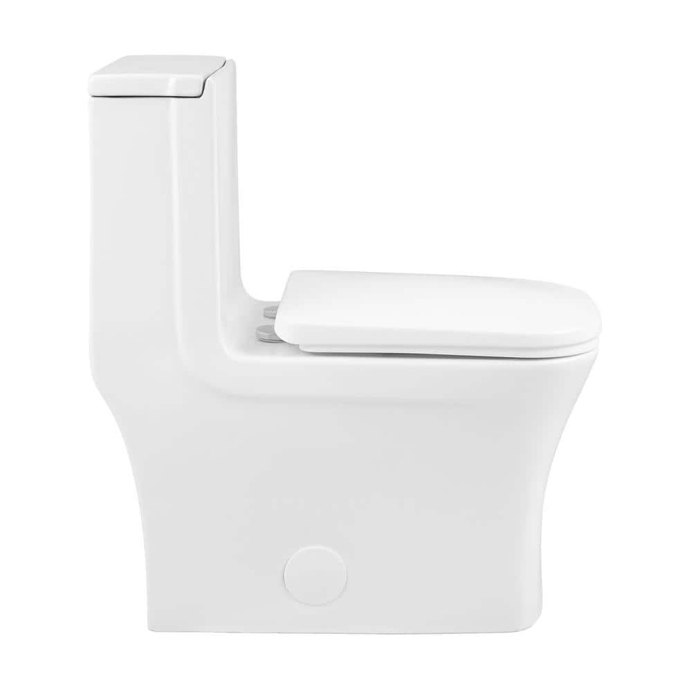 Concorde Glossy White One-Piece Elongated Toilet with Right Side Flush Handle
