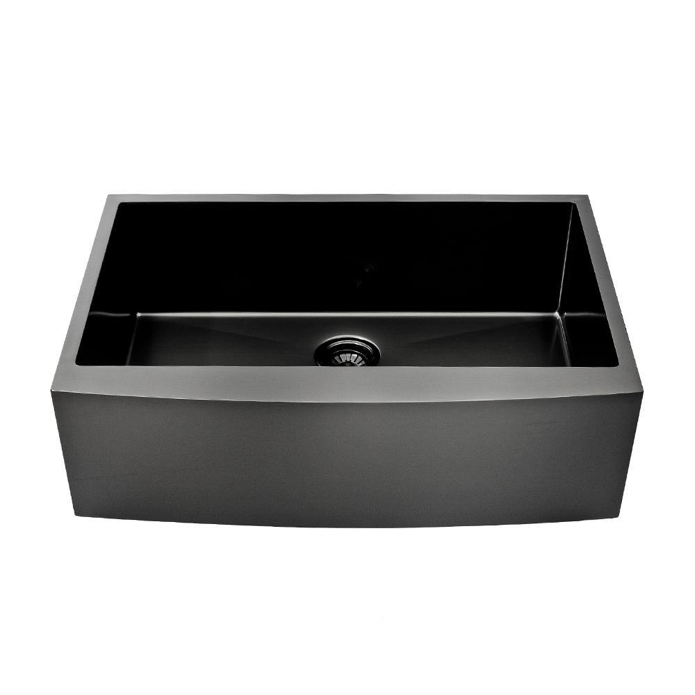 Loile 36 in. L Apron Front Farmhouse Single Bowl 16 Gauge Gunmetal Black Stainless Steel Kitchen Sink with Accessories price history on PriceWatchPro