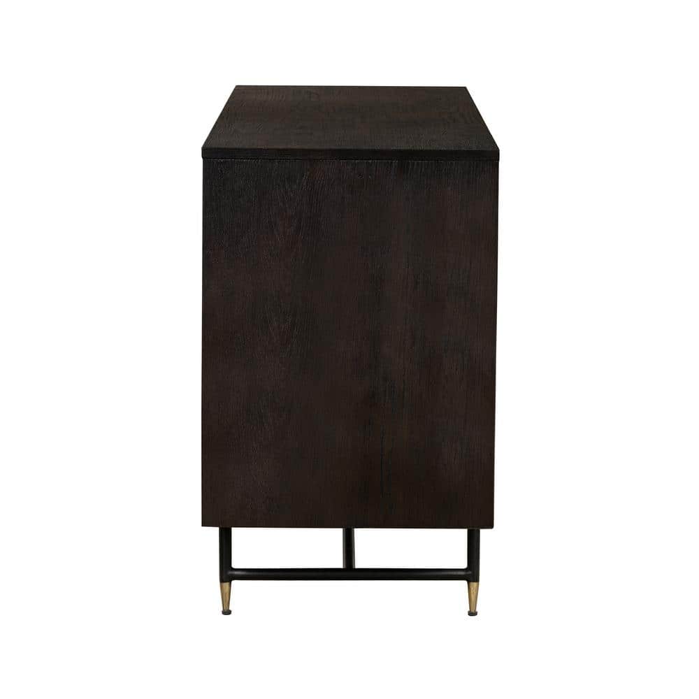 Gatsby 66" Black and Gray Oak Metal Buffet Cabinet