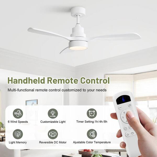 Sofucor 48 in. Indoor/Outdoor Wood White Ceiling Fan with 3 Color