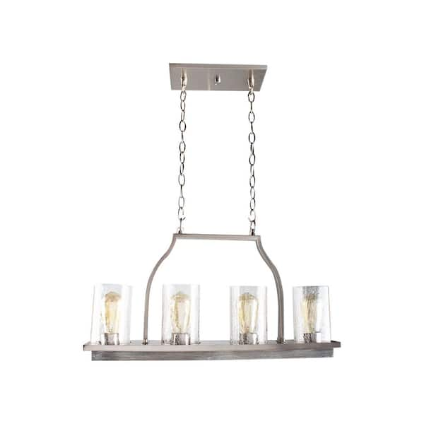 Eglo Westbury 4-Light Brushed Nickel with Painted Grey Driftwood Pendant