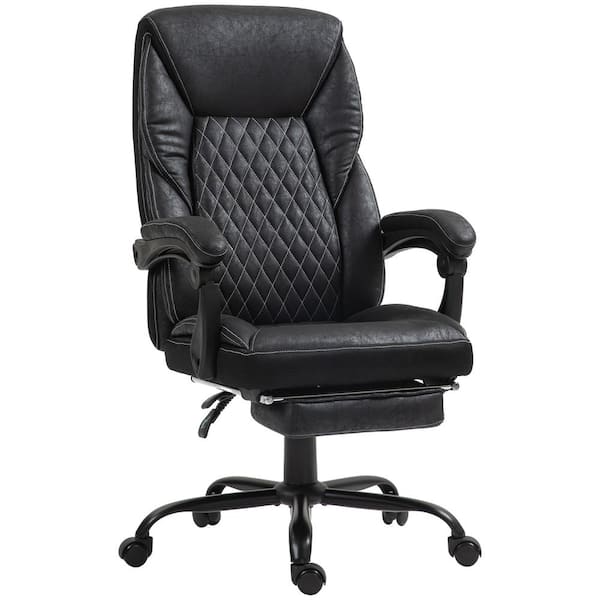 Executive Faux Leather Tufted Office Chair with Wheels, Adjustable Height, Swivel, Footrest and High Back, Black