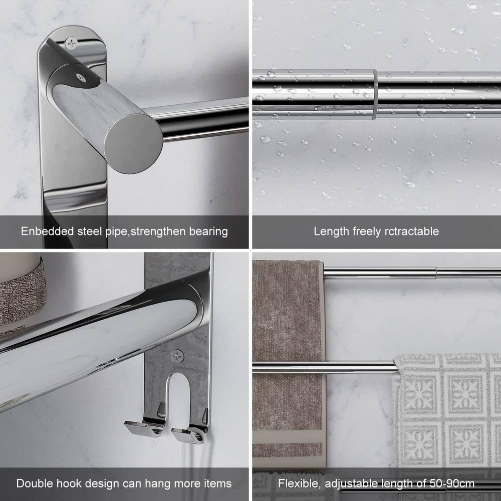 Adjustable Stainless Steel Wall Mounted 3-Tier Towel Rack