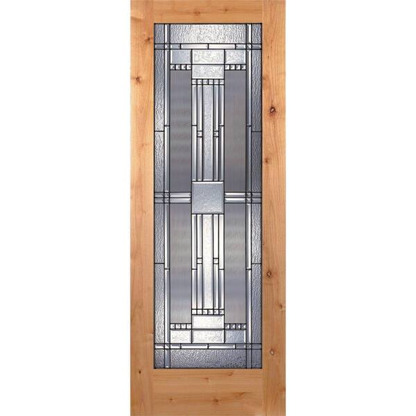 Feather River Doors 28 in. x 80 in. Preston Patina Woodgrain 1 Lite Unfinished Knotty Alder Interior Door Slab