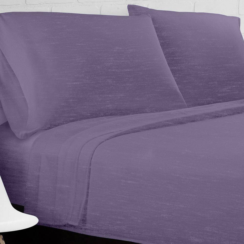 Twin Purple Jersey Knit Microfiber Sheet Set