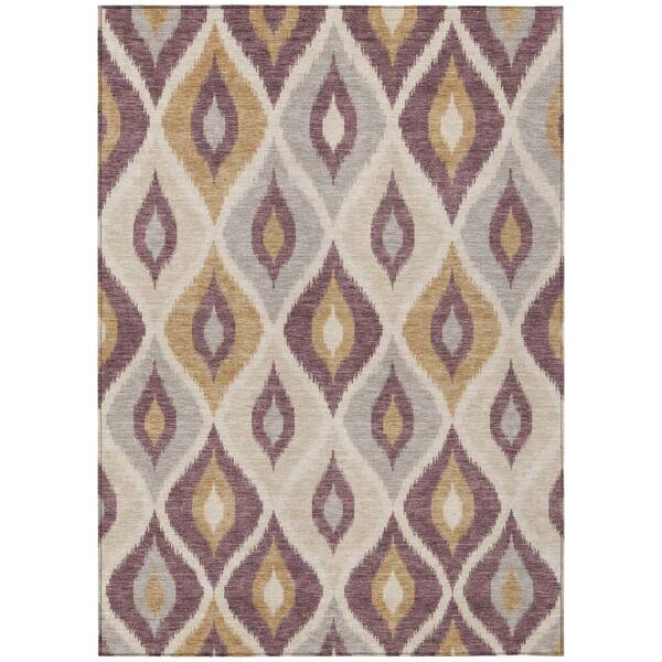 Chantille Machine Washable Indoor/Outdoor Abstract ACN3121 Plum 5 ft. x 7 ft. 6 in. Area Rug
