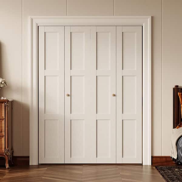 SOCBAZZAR 48 in. x 78.75 in. 3-Panel Solid Core White Finished