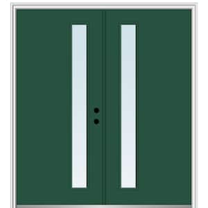 60 in. x 80 in. Viola Left-Hand Inswing 1-Lite Clear Low-E Painted Fiberglass Smooth Prehung Front Door