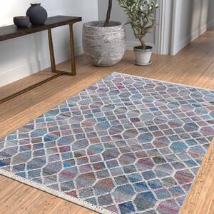 Naomi Fely Multi-Colored 7 ft. 9 in. x 9 ft. 9 in. Hand-Woven Southwestern Wool-Blend Area Rug