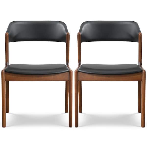 Ashcroft Furniture Co Everest Black Vegan Leather Side Chair Set of 2
