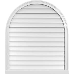 36 in. x 42 in. Round Top Surface Mount PVC Gable Vent: Decorative with Brickmould Sill Frame