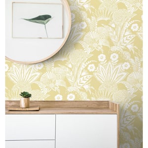 60.75 sq. ft. Butter Suvi Palm Grove Nonwoven Paper Unpasted Wallpaper Roll
