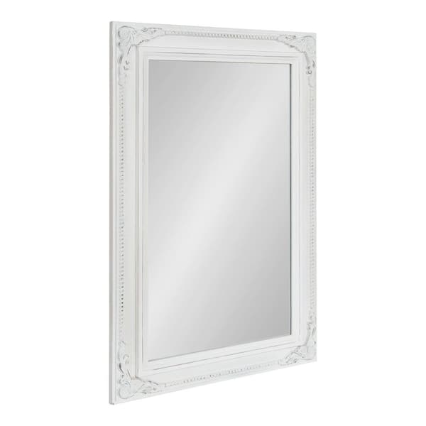 Kate and Laurel Riordan 24.00 in. W x 36.00 in. H White Rectangle Rustic Framed Decorative Wall Mirror