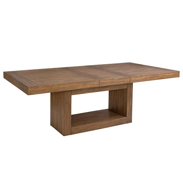 Garland Caramel Brown Wood 70 in. Trestle Dining Table with 18-Leaf (Seats 8)