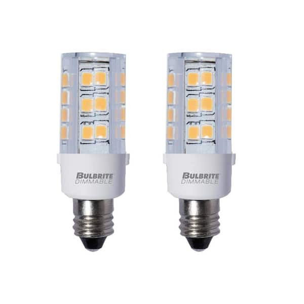 35 - Watt Equivalent Soft White Light T4 (E12) Candelabra Screw, Dimmable Clear LED Light Bulb 3000K (2-Pack)