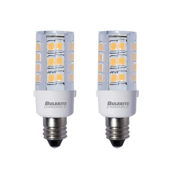 Bulbrite 35 - Watt Equivalent Soft White Light T4 (E12) Candelabra Screw, Dimmable Clear LED Light Bulb 3000K (2-Pack)