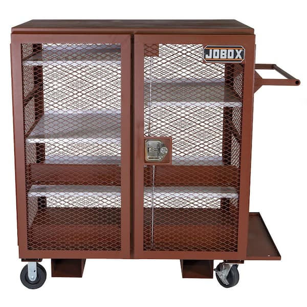 Crescent Jobox 59 in. W x 55 in. D x 38 in. H Heavy Duty Steel Mesh Storage Cabinet with 4 in. Casters