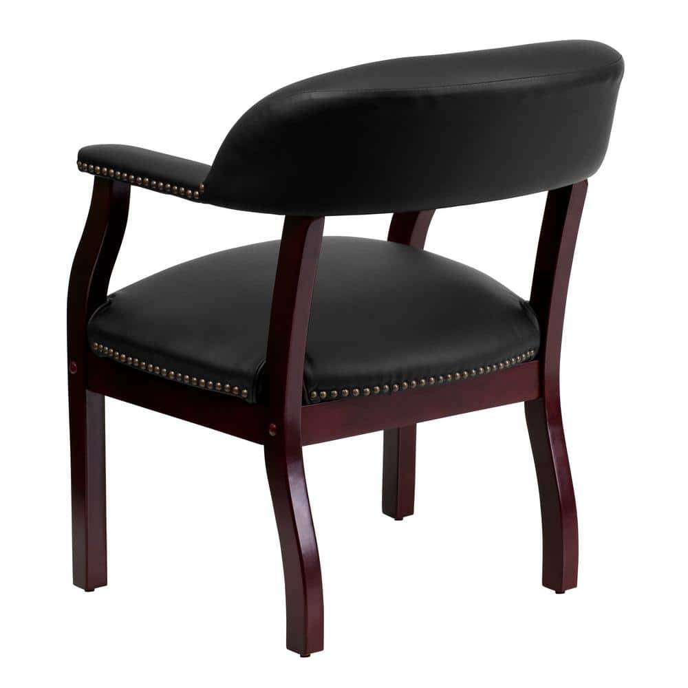 Elegant Black LeatherSoft Conference Chair with Brass Nail Accents