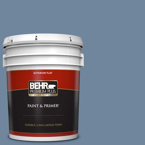 BEHR PREMIUM PLUS 5 gal. #S520-5 Thundercloud Flat Exterior Paint & Primer