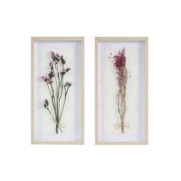 Miscool Anky 2-Piece Framed Art Print 24 in. x 12 in. Dried Flower Shadow Box Wall Decor Set