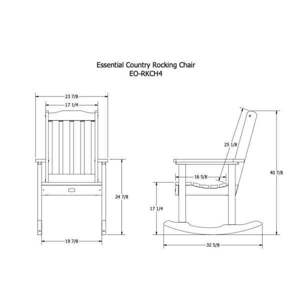 Mountain Bluff Black Plastic Rocker Chair with Slat Seat