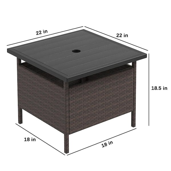 Mix Brown Square Wicker Outdoor Side Table with Heavy Duty