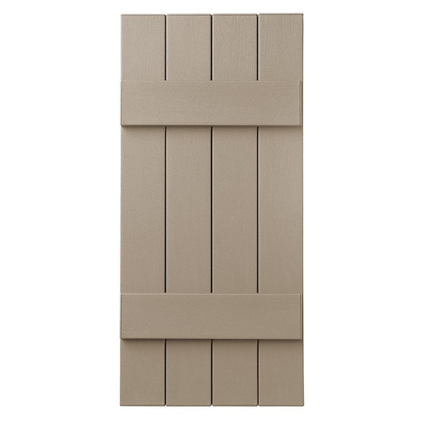 Ply Gem 15 in. x 39 in. Polypropylene 4-Board Closed Board and Batten Shutters Pair in Pebblestone Clay