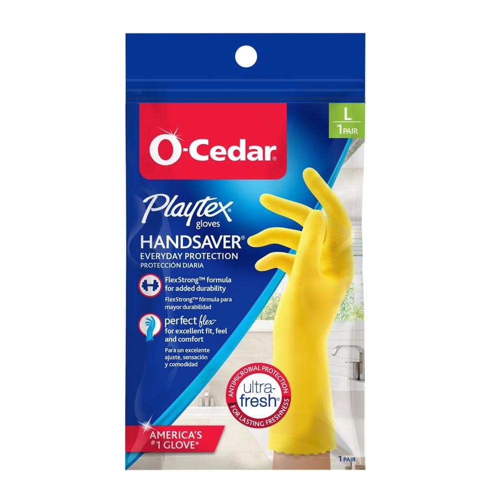 O-Cedar Playtex Handsaver Yellow Latex/Neoprene/Nitrile Gloves, Large (1-Pair) 163673