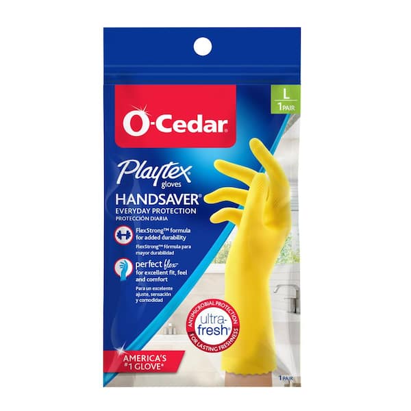 O-Cedar Playtex Handsaver Yellow Latex/Neoprene/Nitrile Gloves, Large (1-Pair)