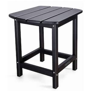 18 in. HDPE Plastic Outdoor Easy-Assemble Rectangle Patio All-Weather Waterproof Side Table in Black