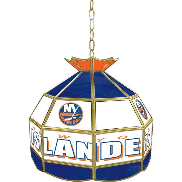 Trademark NHL New York Islanders 16 in. Gold Hanging Tiffany Style Billiard Lamp