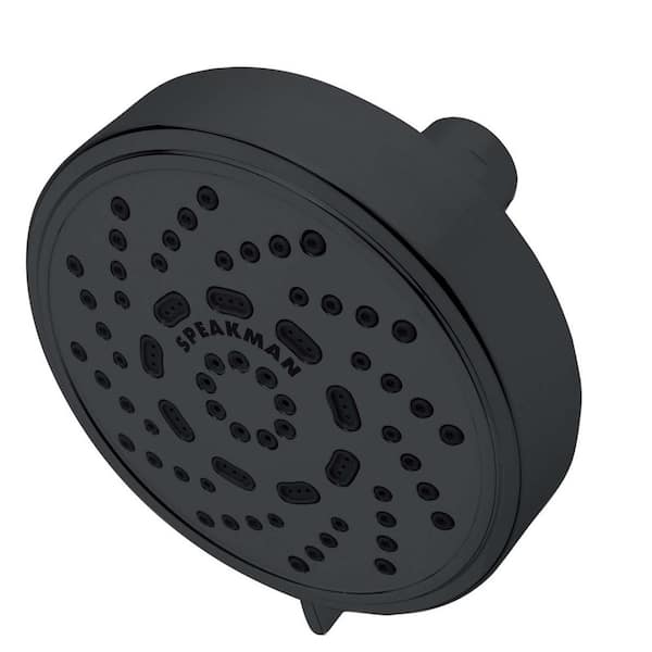 Pivotal 5-Spray 5.8 in. Single Wall Mount Fixed Rain H2Okinetic Shower Head in Matte Black Pivotal 5-Spray 5.8 in. Single Wall Mount Fixed Rain H2Okinetic Shower Head in Matte Black