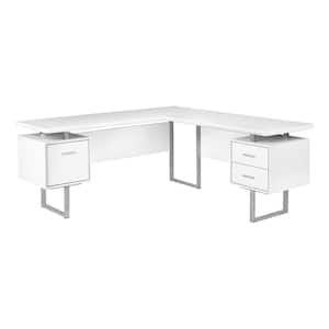 71 in. White, Computer Desk, Home Office Right/Left Facing L Shape